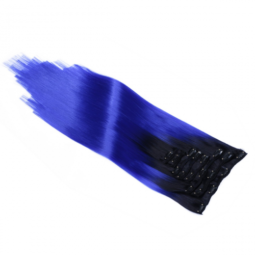 #T1B/Blue Ombre - Clip-In Hair Extensions / 8 Tressen / Haarverlngerung XXL Komplettset