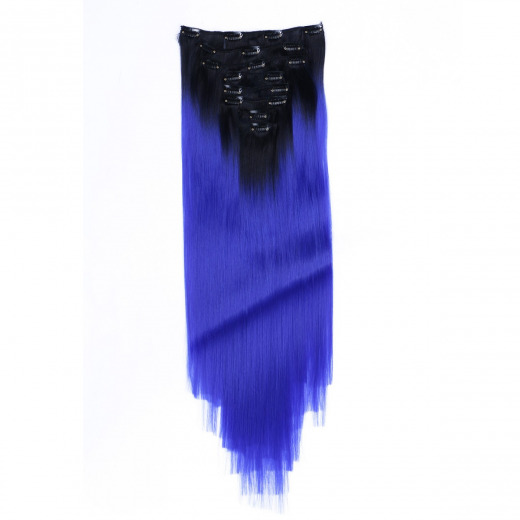#T1B/Blue Ombre - Clip-In Hair Extensions / 8 Tressen / Haarverlngerung XXL Komplettset 50 cm - Glatt