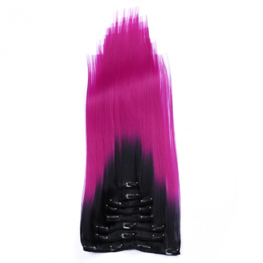 #T1B/Violett Ombre - Clip-In Hair Extensions / 8 Tressen / Haarverlngerung XXL Komplettset