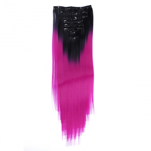 #T1B/Violett Ombre - Clip-In Hair Extensions / 8 Tressen / Haarverl�ngerung XXL Komplettset 60 cm - Glatt