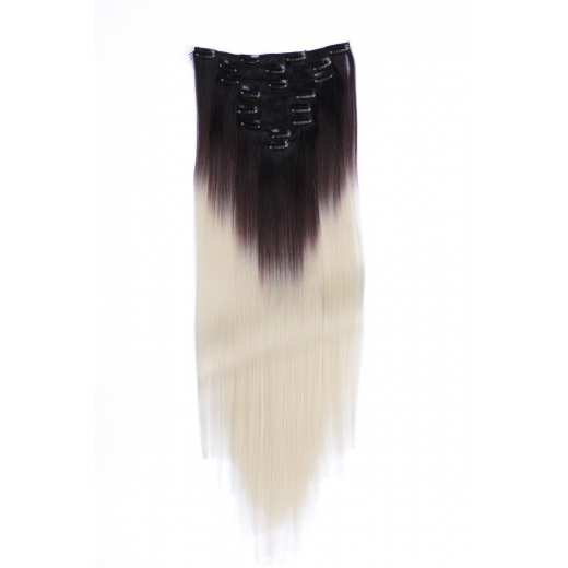 #T4/613 Ombre - Clip-In Hair Extensions / 8 Tressen / Haarverlngerung XXL Komplettset 60 cm - Glatt