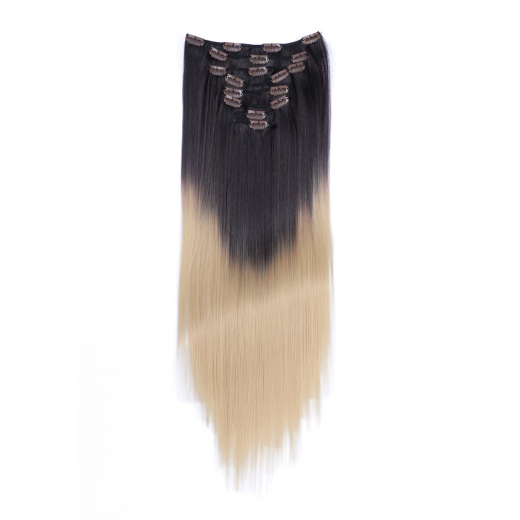 #T4A/24 Ombre - Clip-In Hair Extensions / 8 Tressen / Haarverlngerung XXL Komplettset 60 cm - Gewellt