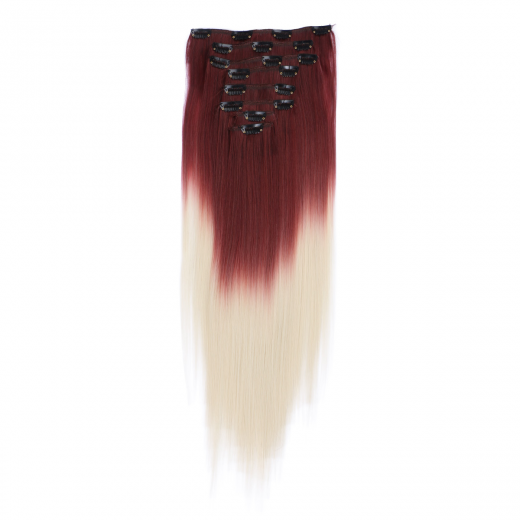 #T30/613 Ombre - Clip-In Hair Extensions / 8 Tressen / Haarverlngerung XXL Komplettset 60 cm - Gewellt