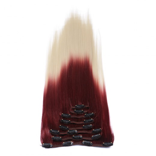 #T30/613 Ombre - Clip-In Hair Extensions / 8 Tressen / Haarverlngerung XXL Komplettset 60 cm - Gewellt