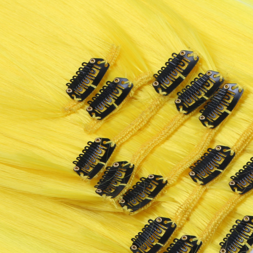 #Yellow - Clip-In Hair Extensions / 8 Tressen / Haarverlngerung XXL Komplettset 50 cm - Glatt