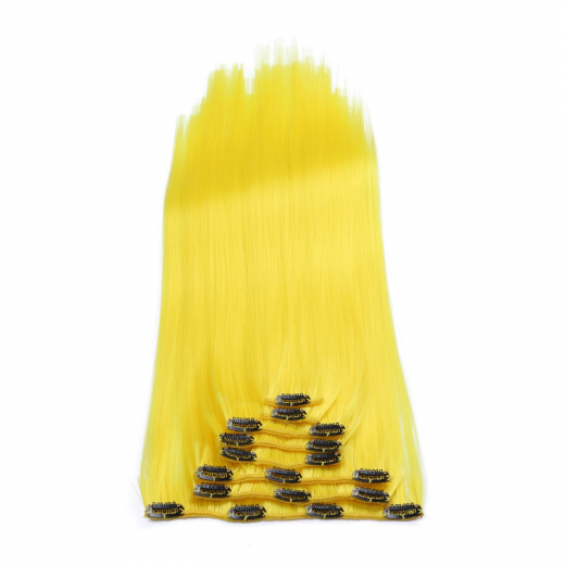 #Yellow - Clip-In Hair Extensions / 8 Tressen / Haarverlngerung XXL Komplettset 50 cm - Glatt