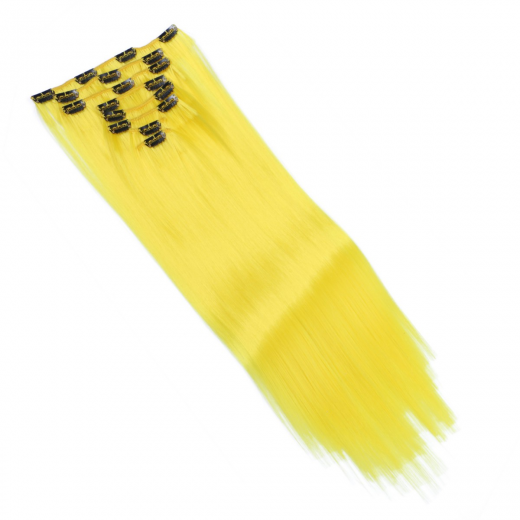 #Yellow - Clip-In Hair Extensions / 8 Tressen / Haarverlngerung XXL Komplettset 60 cm - Gewellt