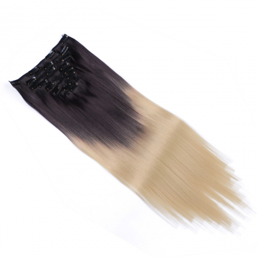#1B/24 Ombre - Clip-In Hair Extensions / 8 Tressen / Haarverlngerung XXL Komplettset 50 cm - Glatt