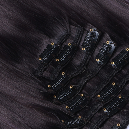 #1B/24 Ombre - Clip-In Hair Extensions / 8 Tressen / Haarverlngerung XXL Komplettset 50 cm - Glatt