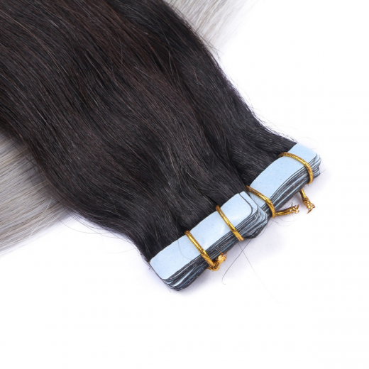 10 x Tape In - 1b/Silver Ombre - Hair Extensions - 2,5g - NOVON EXTENTIONS 60 cm