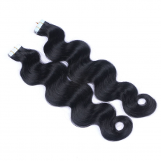 Tape Extensions #1 Schwarz gewellt &ndash; 100 % Echthaar