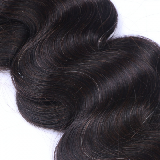 Tape Extensions #1B Schwarzbraun gewellt &ndash; 100 % Echthaar