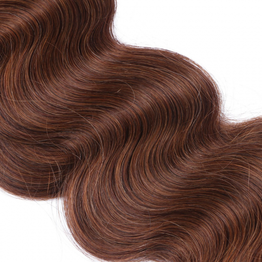 Tape Extensions #6 Braun gewellt &ndash; 100 % Echthaar