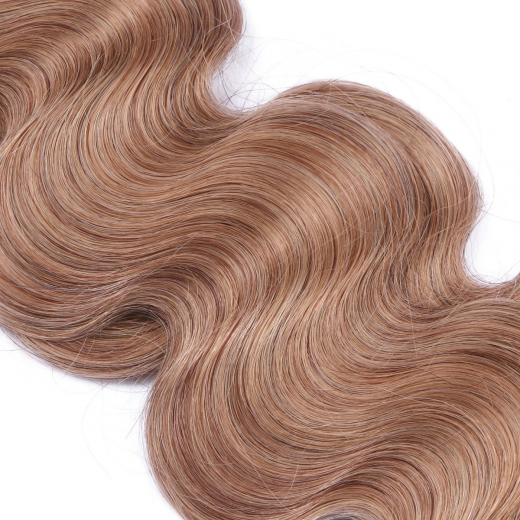 Tape Extensions #12 Hellbraun gewellt &ndash; 100 % Echthaar