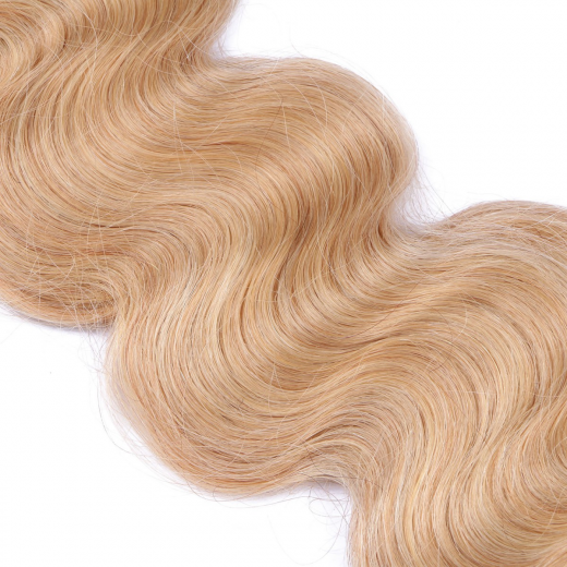 Tape Extensions #18 Naturaschblond gewellt &ndash; 100 % Echthaar