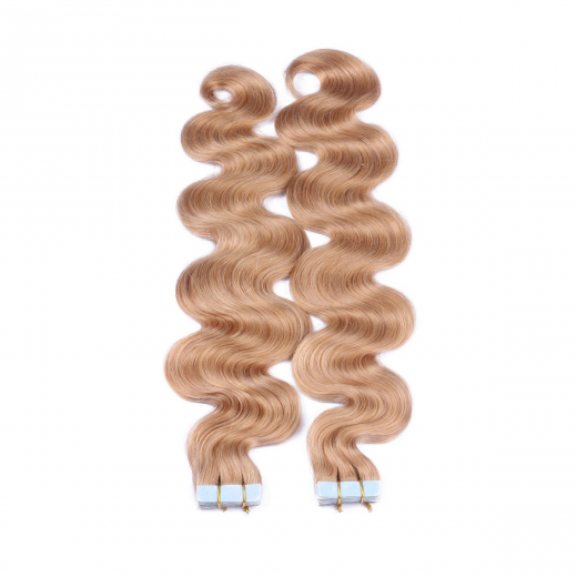 Tape Extensions #20 Aschblond gewellt &ndash; 100 % Echthaar