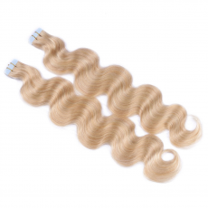 Tape Extensions #24 Goldblond gewellt &ndash; 100 % Echthaar