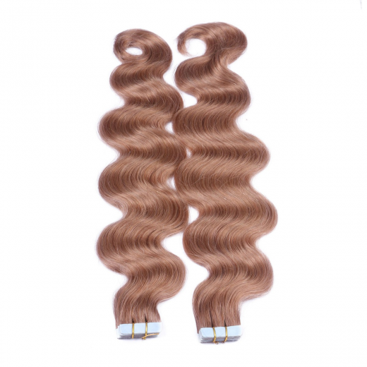 Tape Extensions #27 Honigblond gewellt &ndash; 100 % Echthaar