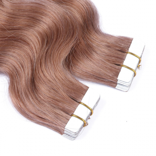 Tape Extensions #27 Honigblond gewellt &ndash; 100 % Echthaar