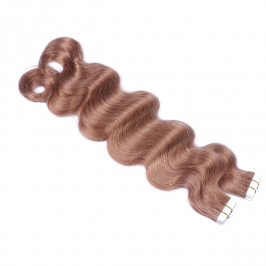 Tape Extensions #27 Honigblond gewellt &ndash; 100 % Echthaar