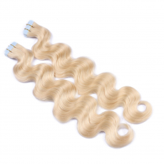 Tape Extensions #613 Helllichtblond gewellt &ndash; 100 %...