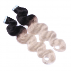 Tape Extensions #1B/GREY Ombre gewellt &ndash; 100 %...