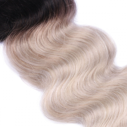 Tape Extensions #1B/GREY Ombre gewellt &ndash; 100 % Echthaar