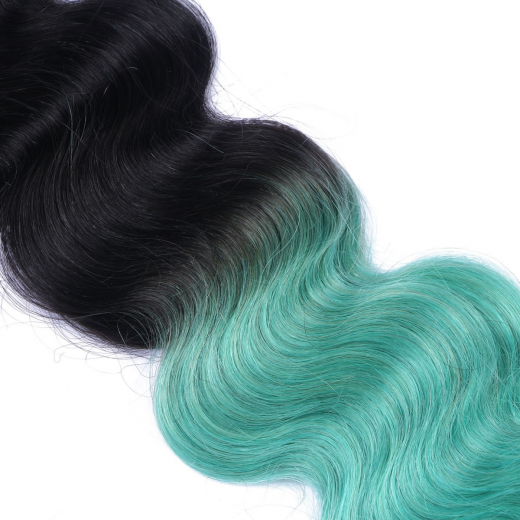Tape Extensions #1B/SKY Ombre gewellt &ndash; 100 % Echthaar