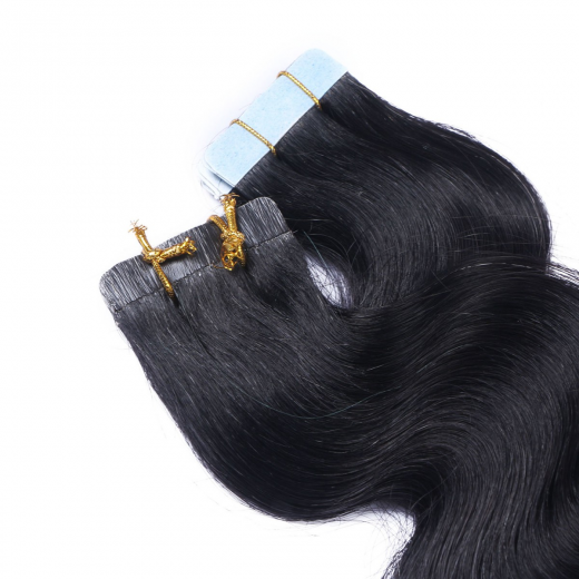 Tape Extensions #1B/SKY Ombre gewellt &ndash; 100 % Echthaar