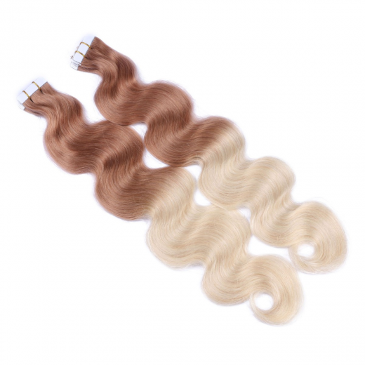 10 x Tape In - 12/60 Ombre - GEWELLT Hair Extensions - 2,5g - NOVON EXTENTIONS 60 cm