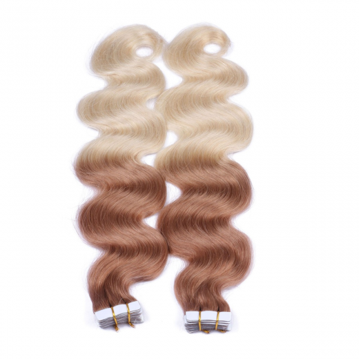 10 x Tape In - 12/60 Ombre - GEWELLT Hair Extensions - 2,5g - NOVON EXTENTIONS 60 cm