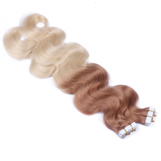 10 x Tape In - 12/60 Ombre - GEWELLT Hair Extensions - 2,5g - NOVON EXTENTIONS 60 cm