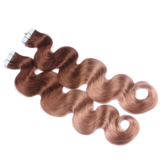 10 x Tape In - 4/27 Ombre - GEWELLT Hair Extensions - 2,5g - NOVON EXTENTIONS 60 cm