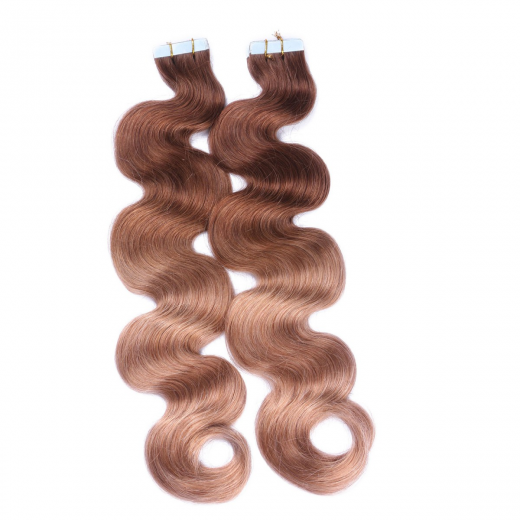 10 x Tape In - 4/27 Ombre - GEWELLT Hair Extensions - 2,5g - NOVON EXTENTIONS 60 cm
