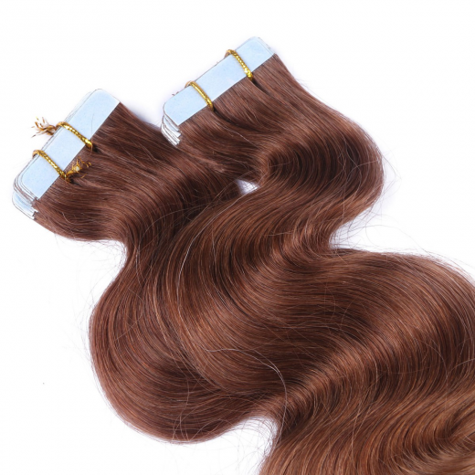 10 x Tape In - 4/27 Ombre - GEWELLT Hair Extensions - 2,5g - NOVON EXTENTIONS 60 cm
