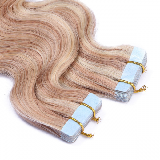 10 x Tape In - 12/613 Gestrhnt - GEWELLT Hair Extensions - 2,5g - NOVON EXTENTIONS 60 cm