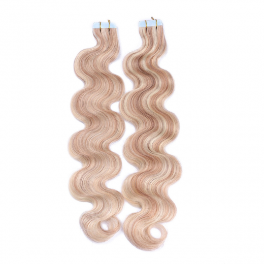 10 x Tape In - 12/613 Gestrhnt - GEWELLT Hair Extensions - 2,5g - NOVON EXTENTIONS 60 cm