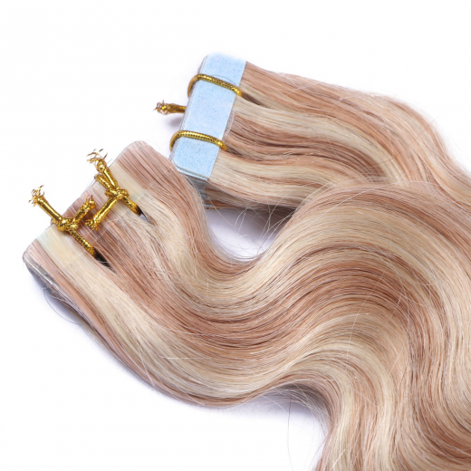 10 x Tape In - 12/613 Gestrhnt - GEWELLT Hair Extensions - 2,5g - NOVON EXTENTIONS 60 cm
