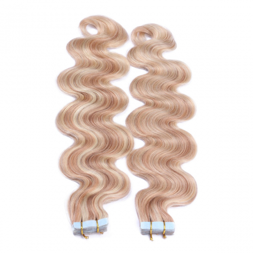 10 x Tape In - 12/613 Gestrhnt - GEWELLT Hair Extensions - 2,5g - NOVON EXTENTIONS 60 cm