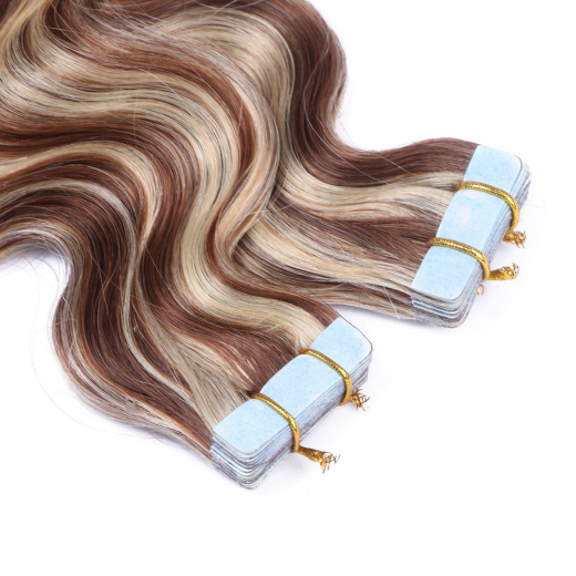 10 x Tape In - 4 / 24 Gestr�hnt - GEWELLT Hair Extensions - 2,5 g - NOVON EXTENTIONS