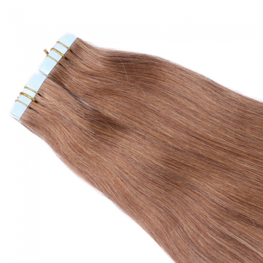 10 x Tape In - 8 Goldbraun - Hair Extensions - 2,5g - NOVON EXTENTIONS 70 cm
