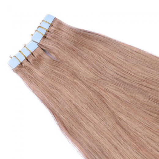 10 x Tape In - 12 Hellbraun - Hair Extensions - 2,5g - NOVON EXTENTIONS 70 cm