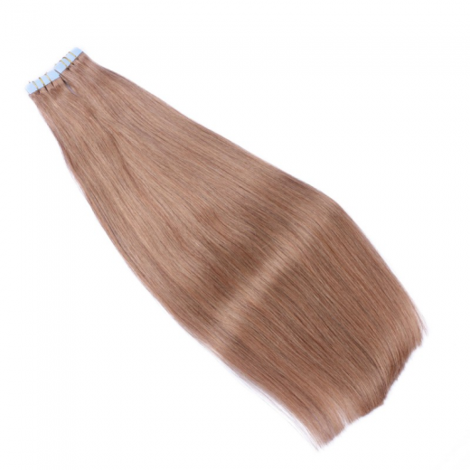 10 x Tape In - 12 Hellbraun - Hair Extensions - 2,5g - NOVON EXTENTIONS 70 cm