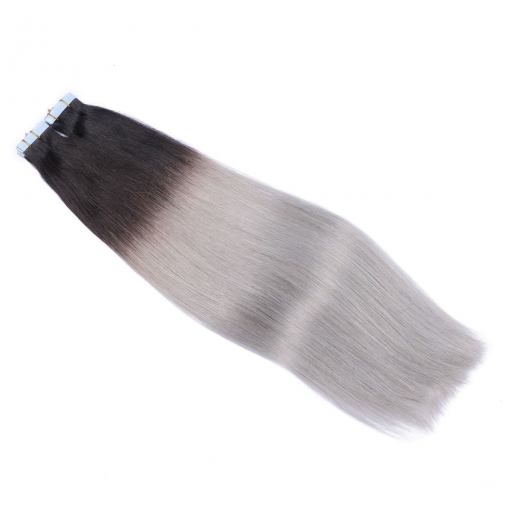 10 x Tape In - 1b/Silver Ombre - Hair Extensions - 2,5g - NOVON EXTENTIONS 70 cm