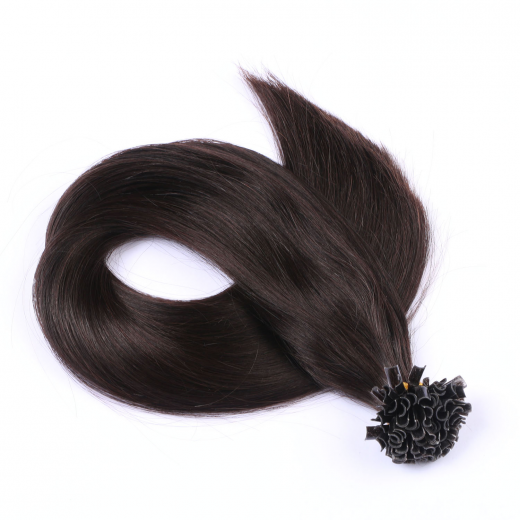 25 x Keratin Bonding Hair Extensions - 1b Schwarzbraun - 100% Echthaar - NOVON EXTENTIONS 60 cm - 1 g