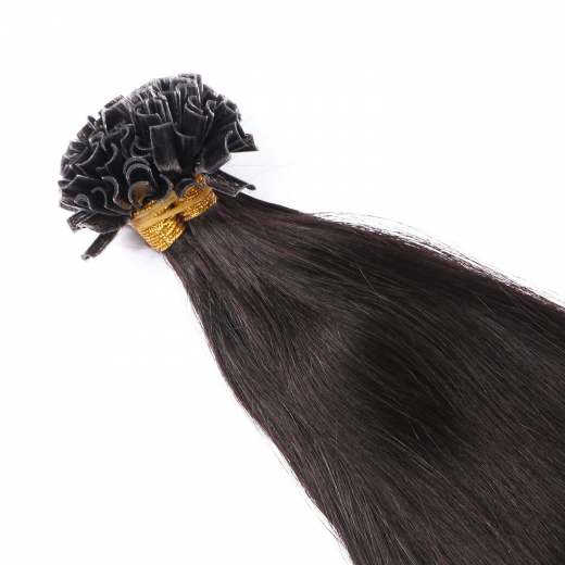 25 x Keratin Bonding Hair Extensions - 1b Schwarzbraun - 100% Echthaar - NOVON EXTENTIONS 40 cm - 0,5 g