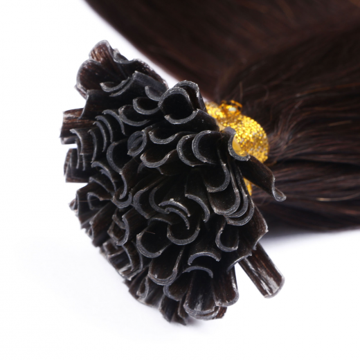 25 x Keratin Bonding Hair Extensions - 2 Dunkelbraun - 100% Echthaar - NOVON EXTENTIONS 70 cm - 1 g