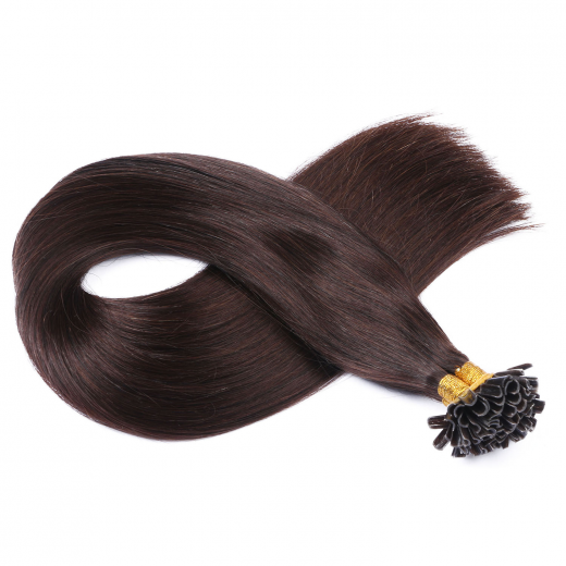25 x Keratin Bonding Hair Extensions - 2 Dunkelbraun - 100% Echthaar - NOVON EXTENTIONS 60 cm - 0,5 g