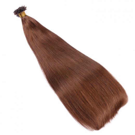25 x Keratin Bonding Hair Extensions - 6 Braun - 100% Echthaar - NOVON EXTENTIONS 70 cm - 1 g