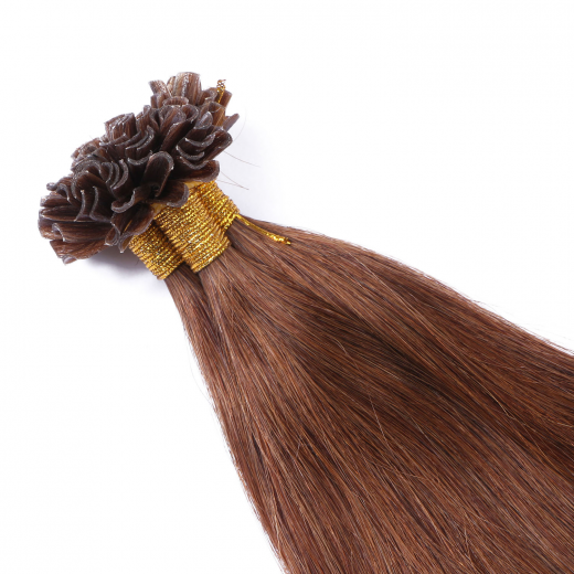 25 x Keratin Bonding Hair Extensions - 6 Braun - 100% Echthaar - NOVON EXTENTIONS 70 cm - 1 g